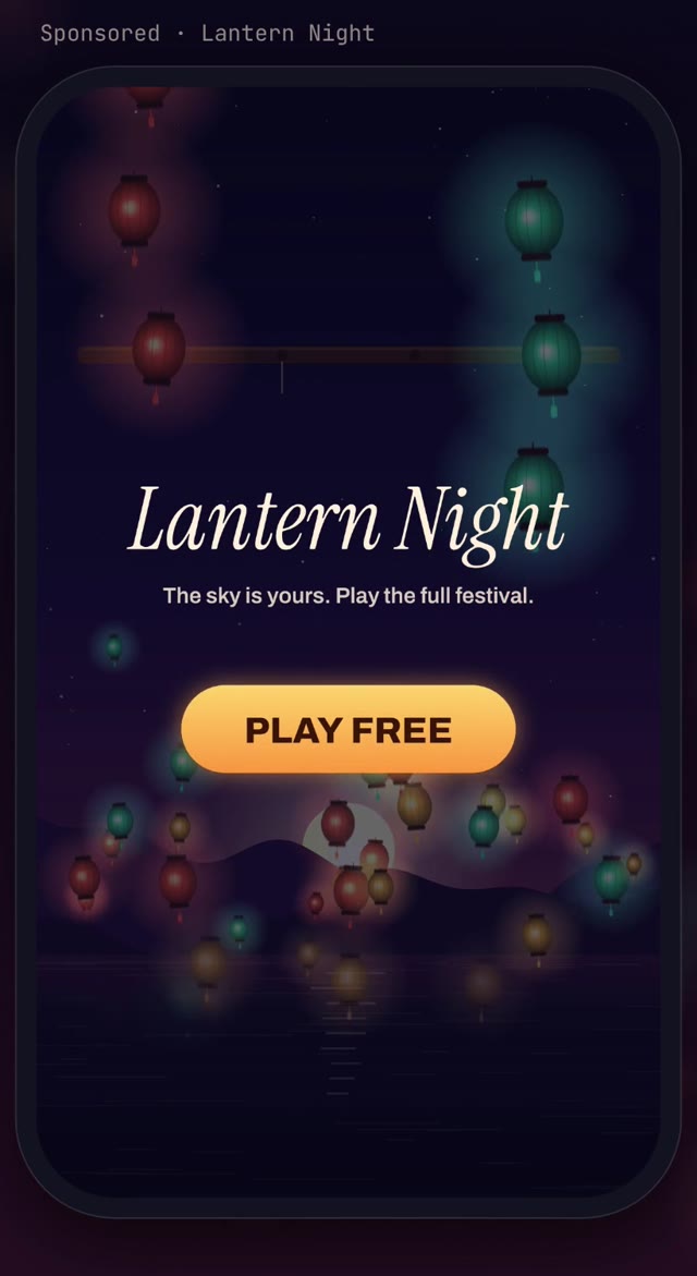 Lantern Night playable ad end card, still preview