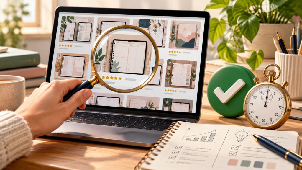How to Check an Etsy Niche in 20 Seconds (Before You Build Anything) — editorial illustration
