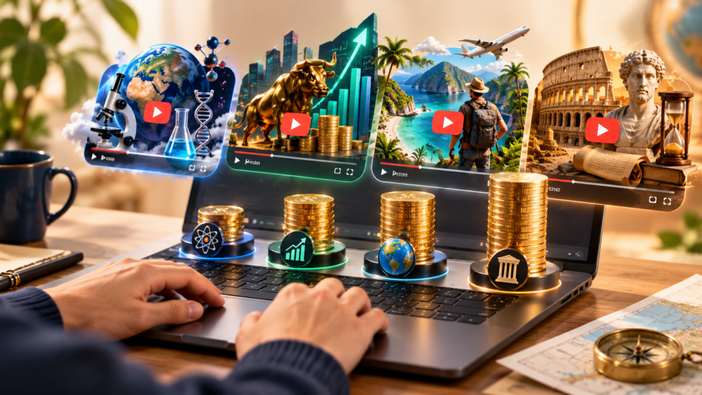 25 Faceless YouTube Niches Ranked by RPM and Competition (2026 Data) — editorial illustration