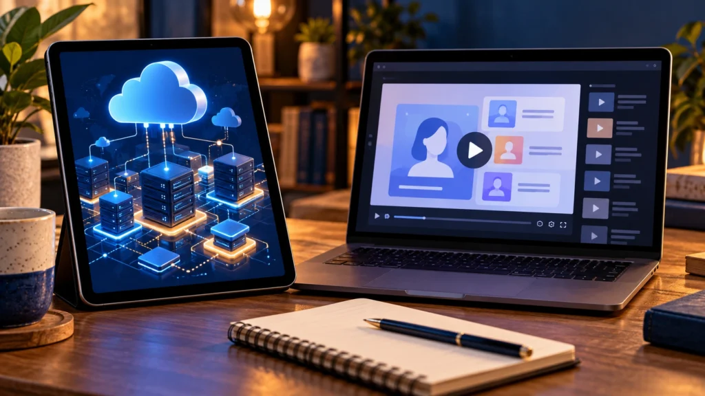 Illustrative cloud-computing ebook and audience-building video course.